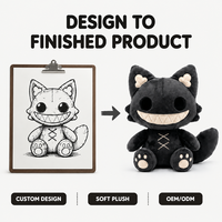 Peluche chat souriant foncé personnalisée, directement de l'usine, en coton PP, tissu super doux, pour anniversaire et anti-stress - OEM/ODM, marque privée, vente en gros
