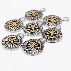 Creative Norse Viking Totem Stainless Steel Compass Pendant Necklace For Men