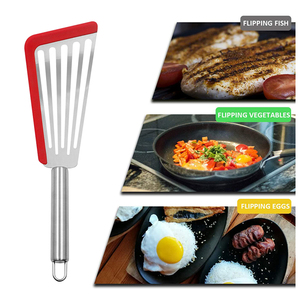 Stainless Steel <strong>Fish</strong> <strong>Spatula</strong> with Silicone Top Soft Edge Slotted Turner Sustainable for Home Kitchen Cooking - Product Image 2
