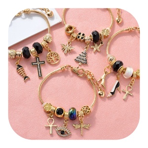 European 18k Gold Plated Diy Eye Cross Tree Stainless Steel Adjustable <b>Charm</b> <b>Bracelet</b> Women - Product Image 1