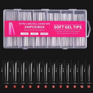 240 pièces/boîte plastique Transparent Long ongle Patch courbe couverture complète <span class=keywords><strong>faux</strong></span> <span class=keywords><strong>ongles</strong></span> conseils ensemble - Product Image 4