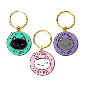 Fantástico diseño llaveros fabricante dibujos animados vaquero gatos mujer independiente puedo hacerlo Diseño conjunto personalizado esmalte llaveros - Product Image 1