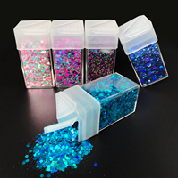 Bouteilles de paillettes de Noël carrées en verre de 5 oz et 1,5 oz