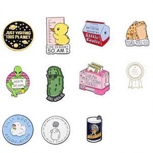 Broche créative de dessin animé, rose, en forme de machine à pain, petit canard <span class=keywords><strong>jaune</strong></span>, <span class=keywords><strong>concombre</strong></span> mariné géométrique, badge de forme amusante, décoration, peinture pour pâtisserie - Product Image 1