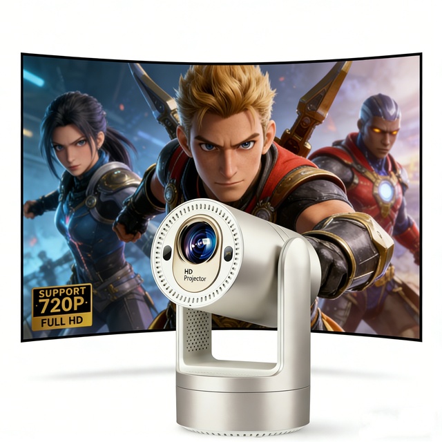 2026 Newest Mini Portable Projector with Built-in Battery Auto Focus 720P Native 4K Supported Home Outdoor Movie LCD Projector