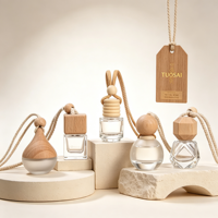 Offre Spéciale – Flacon diffuseur de parfum en verre de 10 ml pour voiture avec bouchon en bois et joint à vis, désodorisant suspendu à surface sérigraphiée