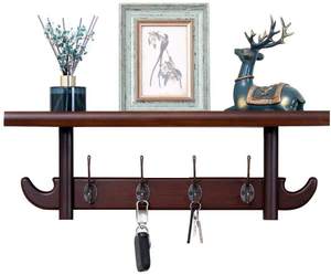 Factory Wholesale Classic Double Tier Wooden Wall <b>Mounted</b> Hangers Hooks Storage Rack Flexible Design for Bedrooms Living Rooms - Product Image 6