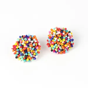 Mode Bohemian Multi Color Zaad Kralen Oorknopjes Seedbeads Cluster Oorbellen Stud