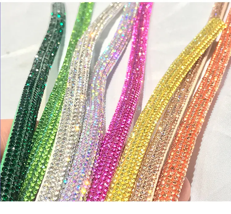 6mm Bling Cotton Core Rope Beliebte dichte Diamant 7mm Tube Chain Fashion Runde Strass Schnürsenkel