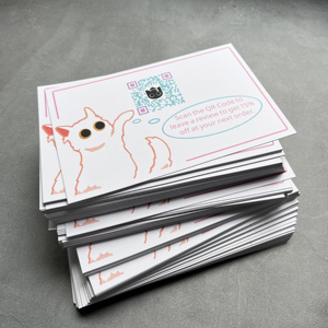Cartes de remerciement personnalisées avec motif de chat de dessin animé mignon, logo imprimé à l'or, pour boutique d'animaux, insert d'emballage, cartes postales promotionnelles pour avis et réductions - Product Image 3