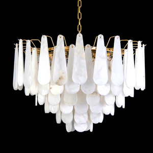 Lustre suspendu ovale en cuivre moderne de luxe léger, motif plume nuage, LED blanc chaud dimmable pour salon, chambre et salle à manger - Product Image 1