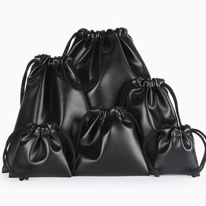 Premium Durable Recyclable Luxury Waterproof PU Leather Drawstring Jewelry <b>Bags</b> Customizable Black <b>Dust</b>-Proof Gift Packaging - Product Image 1