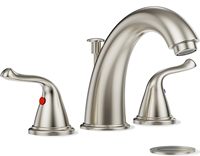 Robinet de lavabo à deux poignées en nickel brossé avec logo personnalisé et tige de levage