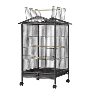 Cage à oiseaux en métal sur pied avec support roulant, pour perruches, perroquets, oiseaux