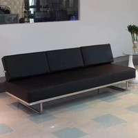 Meubles de salon de luxe en acier inoxydable, ensemble de canapé de bureau en cuir