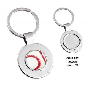 Llavero de Béisbol con Diseño Redondo de Metal Hueco de 25 mm de Diámetro - Product Image 1