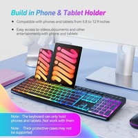 2.4 tutucu ile Tablet telefon Ghz şarj edilebilir klavye fare sessiz RGB sessiz bilgisayar için kablosuz klavye ve fare Combo, PC