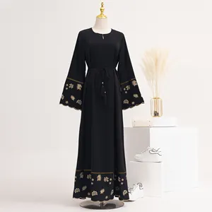 OEM ODM Loriya grosir produk baru Abaya tertutup bordir bagus untuk anak perempuan Dubai gaya Turki gaun sederhana untuk sehari-hari wanita