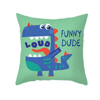 Nouvel ensemble de housses de coussin imprimées dinosaures de dessin animé, mignonnes pour la décoration de chambre d'enfant et de canapé