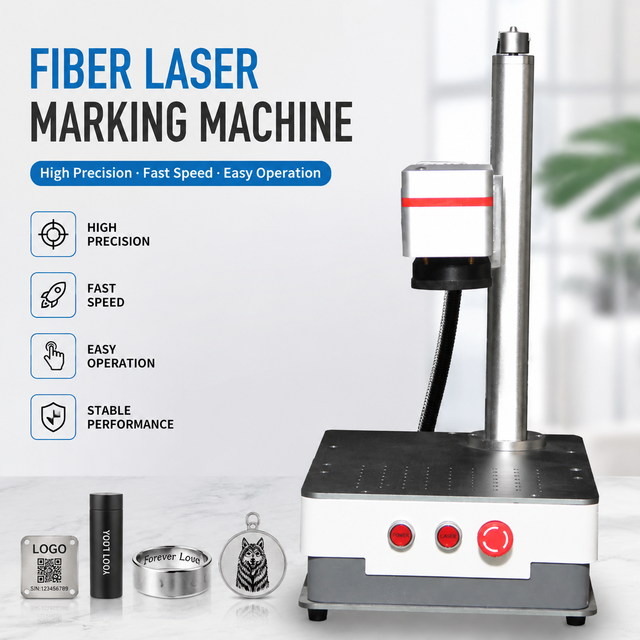 High Speed Fiber Laser Marking Machine for Stainless Steel Aluminum Copper Metal Engraving