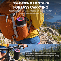 Haut-parleur Bluetooth d'extérieur H329-1 avec lumière RGB, haut-parleur sans fil portable avec cordon pour la randonnée, le vélo, la plage, les fêtes, le camping, les voyages