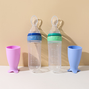 Bouteille distributrice de céréales pour bébé avec embout souple en silicone et cuillère, adaptée à l'âge des enfants - Product Image 4