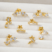 Toposh 925 argent Sterling oreille goujon clair CZ balancent coeur étoile Vintage sans fil Labret Zircon lèvre Piercing bijoux Labret goujon