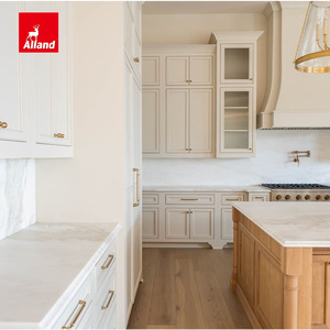 Meubles de cuisine intègrés de style Shaker, bicolores, avec façade cannelée et à perles, pour réfrigérateur et <span class=keywords><strong>lave</strong></span>-<span class=keywords><strong>vaisselle</strong></span>, prêts à l'assemblage, au design intemporel et aux détails de finition sur le bas du meuble. - Product Image 6
