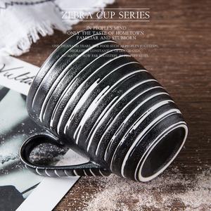 गर्म बेच कॉफी कप चम्मच के साथ सेट 4 आकार के साथ ज़ेबरा धारी शीशे का आवरण सिरेमिक मग के साथ पकवान चीनी मिट्टी के बरतन चाय कप संभालती - Product Image 3