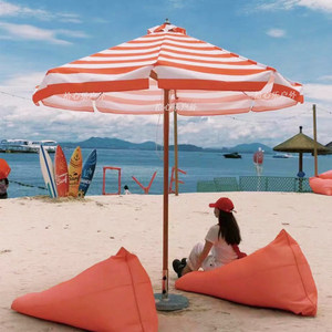 Parasol de jardin, table, chaise, parasol de plage, en bois massif, avec mât central, qualité luxueuse, mobilier d'extérieur multifonctionnel - Product Image 2