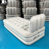 Matelas pneumatique double avec dossier et pompe intégrée, lit gonflable surélevé pour le camping en plein air et les tentes