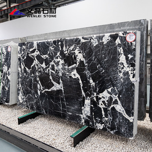 Lastra Grande in Marmo Nero Wenlei Napoleon Bvlgari Lucidata, Pietra di Lusso Ecologica per Decorazione d'Interni di Hotel e Ville - Product Image 1