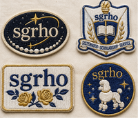 En gros, Patchs brodés SGRho Poodle, bleu roi et or, lettres grecques, thermocollants et à coudre, personnalisés pour sororité, en chenille, style classique