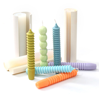 Nicole Handmade 3D Ball Twisted Long Shape Rotations schraube Rod Candlelight Dinner Candle Making Große Silikon kerzen form
