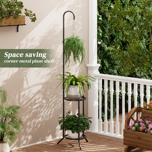 Support de plantes suspendu à 2 niveaux <span class=keywords><strong>en</strong></span> acier, étagère de jardin écologique, porte-<span class=keywords><strong>pot</strong></span> de fleurs pour la maison, le jardin, la chambre, le balcon, le salon - Product Image 2