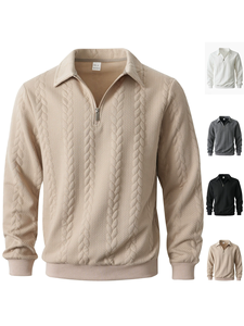 Suéter Masculino Popular com Gola de Zíper, Suéter Casual em Jacquard, Moda, Suéter de Malha de Manga Longa - Product Image 2