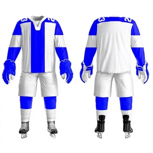 Uniforme de Hockey sobre Hielo Personalizado LONG MISSION INDUSTRY, Azul y Blanco, Impresión por Sublimación, para Hombre Adulto, Transpirable, Poliéster, Servicio OEM, Deportivo - Product Image 1