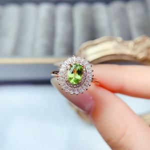 Anillo de Piedra Verde Vintage para Mujer, Anillo de Compromiso de Lujo, Anillos de Boda para Mujer, Joyería - Product Image 3
