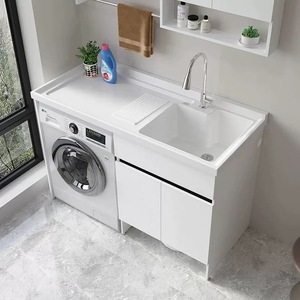 Mueble de Almacenamiento para Balcón de Aluminio Resistente: Mueble para Lavadora con Superficie de Cuarzo Anti-Rayaduras 120*63, Construcción de Aluminio - Product Image 1