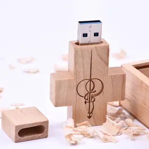 High Quality wooden 16gb usb 2.0 3.0 flash drive disk 32gb thumbdrive cross shape bamboo pendrive memoria usb