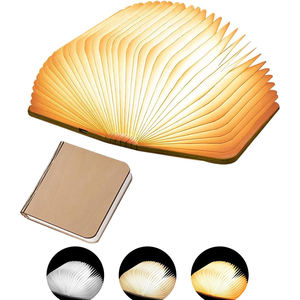 Venta al por Mayor de Productos Populares 2025, Lámpara de Libro Plegable de Papel con Luz Nocturna LED USB Recargable de Madera - Product Image 1