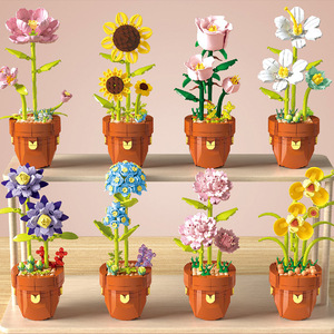 Jouet en plastique d'intérieur multi-types pour enfants, cadeau, DIY, bouquet de fleurs artificielles à assembler, fleurs de bonsaï, blocs de construction de modèles - Product Image 4