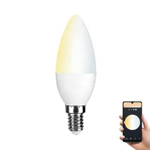 C37 Bougie 6W E14 LED Smart WiFi Ampoule Compatible avec Alexa Google RGBCW Changement de couleur, LED SMART BULB