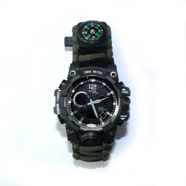 Multi Colors Digital Fashion Camping Tactical Survival Watch Hot Hiking Multifunction Nylon Band Stainless Steel Watch