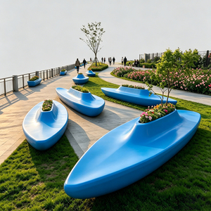 UHPC Combined Planter <b>Bench</b> Artistic Seating Commercial Public Stool for Community Leisure Venues - Product Image 3
