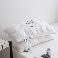 Oreillers moelleux à motif uni, nouveau design, en polyester doux pour la peau, avec garnissage en plumes d'oie, confortables pour le lit, avec soutien du cou, qualité hôtel 5 étoiles