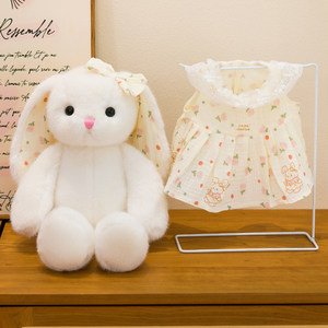 ตุ๊กตากระต่ายหูยาวสีขาวน่ารัก พร้อมชุดเดรสลูกไม้ลายดอกไม้ ประดับโบว์ ของเล่นตุ๊กตากระต่ายสำหรับเด็ก ของขวัญวันเกิด - Product Image 4