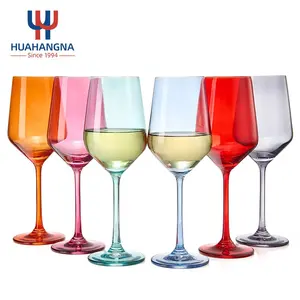 6 개 Stemmed 와인 안경 독특한 이탈리아 스타일 13 온스 컬러 와인 유리 세트 화이트 & 레드 와인 물 마가리타