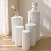Juego de 5 Pedestales Cilíndricos Blancos Acanalados para Exhibición de Pasteles de Boda, Soporte para Postres, Soporte para Flores, Decoración para Fiestas y Eventos