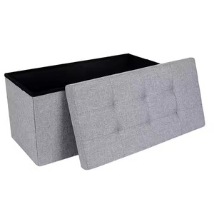 Meilleure Vente : <span class=keywords><strong>Pouf</strong></span> de Rangement Pliant 76 CM (30 Pouces), Siège Rembourré, Coffre de Rangement, Repose-Pieds pour Salon - Product Image 2